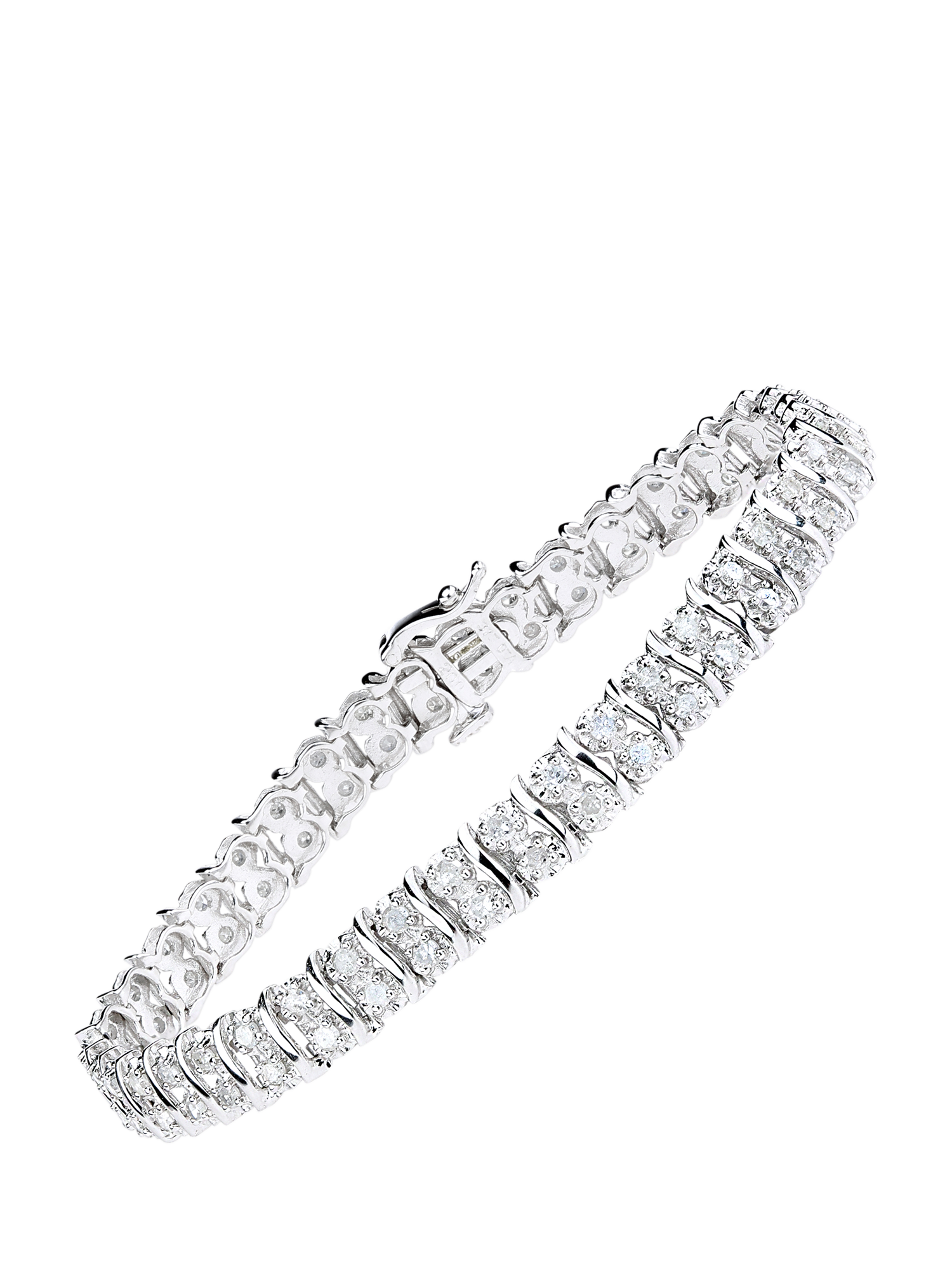 Product image 1 of 5, which shows Mogul 9ct White Gold & Diamond Double Row Tennis Bracelet