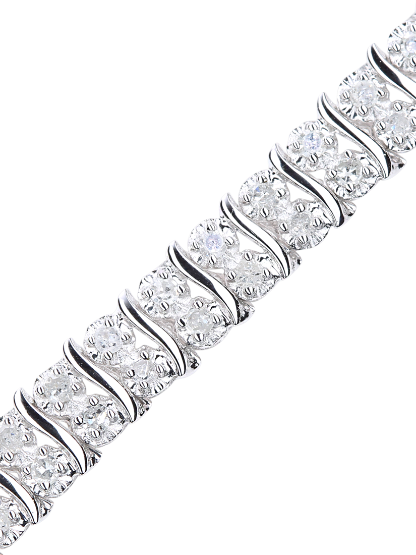 Product image 3 of 5, which shows Mogul 9ct White Gold & Diamond Double Row Tennis Bracelet