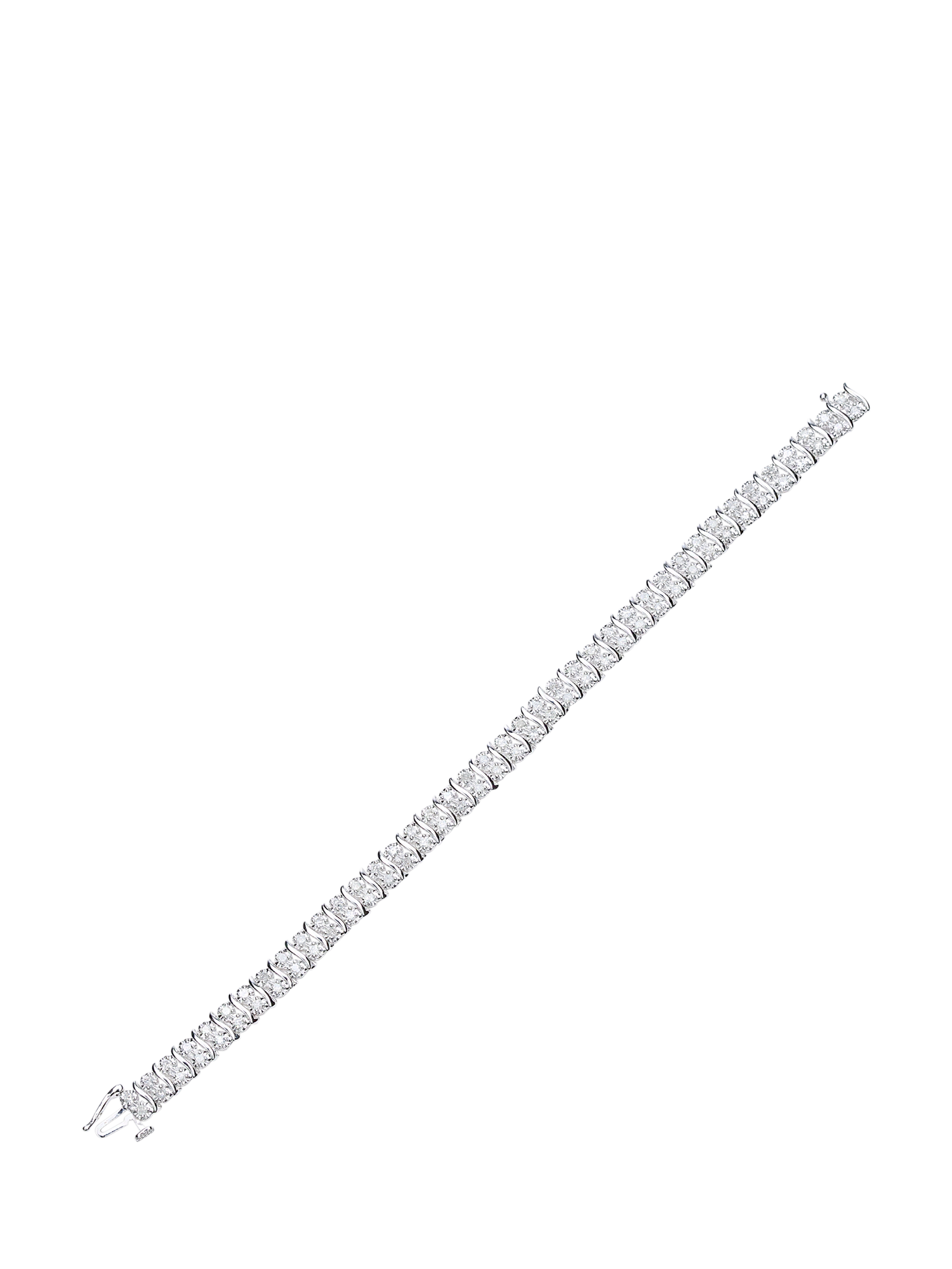 Product image 4 of 5, which shows Mogul 9ct White Gold & Diamond Double Row Tennis Bracelet