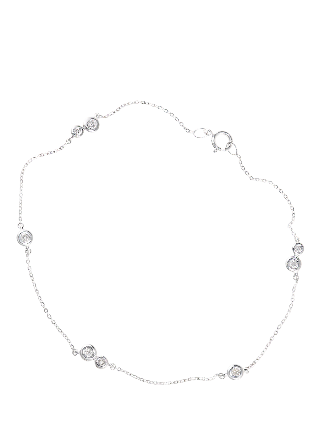 Product image 1 of 3, which shows Mogul 9ct White Gold Diamond Double Circle Chain Bracelet, White