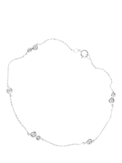 Mogul 9ct White Gold Diamond Double Circle Chain Bracelet, White