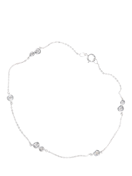 Mogul 9ct White Gold Diamond Double Circle Chain Bracelet, White