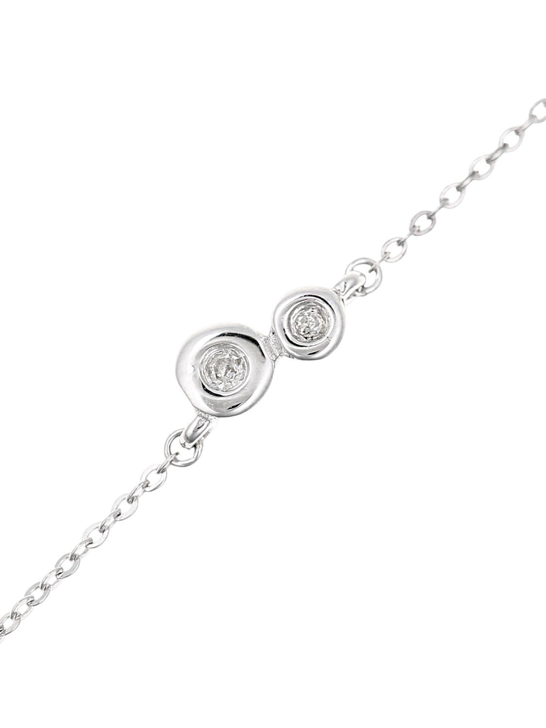 Product image 2 of 3, which shows Mogul 9ct White Gold Diamond Double Circle Chain Bracelet, White