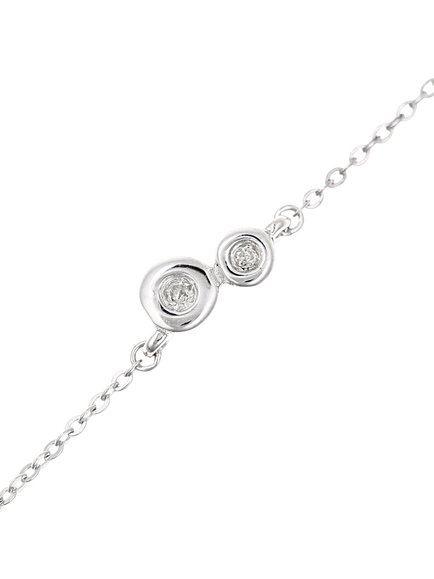 Mogul 9ct White Gold Diamond Double Circle Chain Bracelet - view 2, White