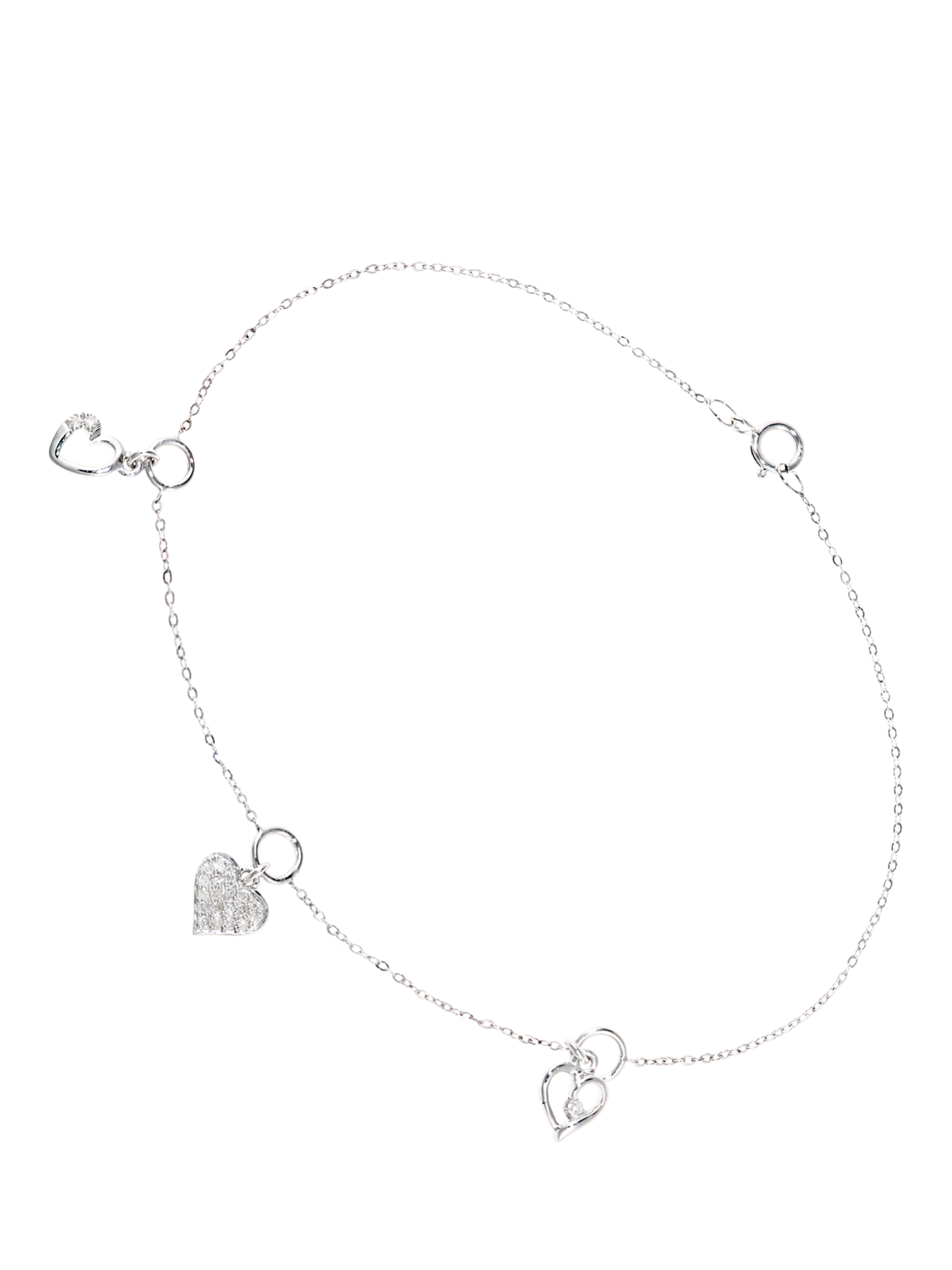 Product image 1 of 3, which shows Mogul 9ct White Gold Diamond Heart Charm Bracelet, White