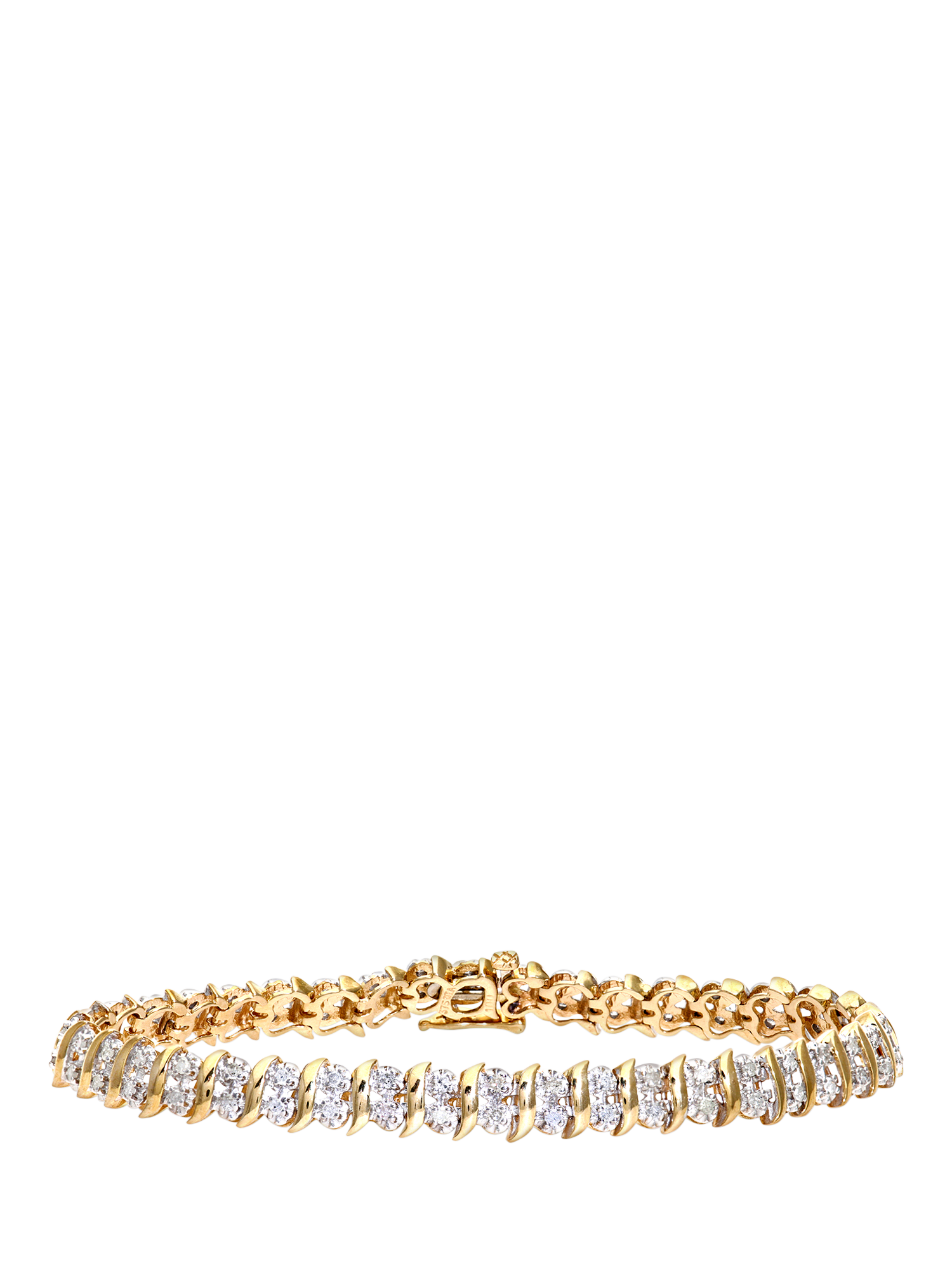 Product image 1 of 6, which shows Mogul 9ct Yellow Gold Double Row Tennis Bracelet, 1.0ct, Gold