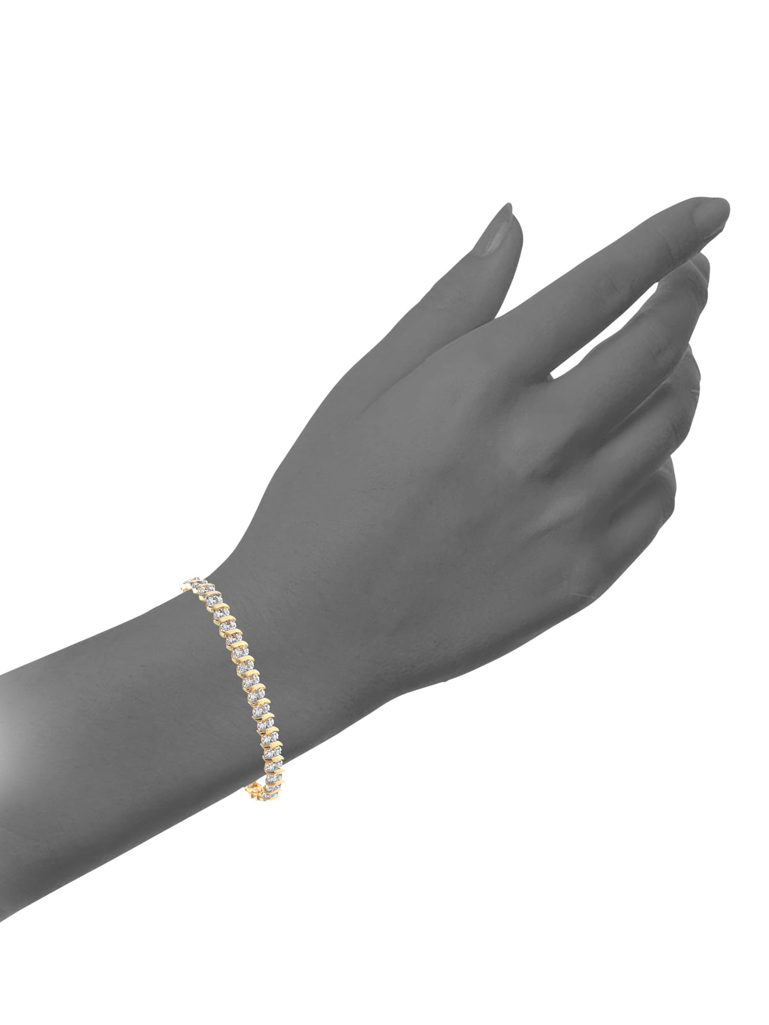 Product image 2 of 6, which shows Mogul 9ct Yellow Gold Double Row Tennis Bracelet, 1.0ct, Gold
