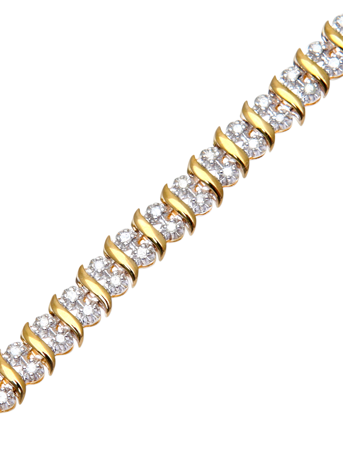 Product image 3 of 6, which shows Mogul 9ct Yellow Gold Double Row Tennis Bracelet, 1.0ct, Gold