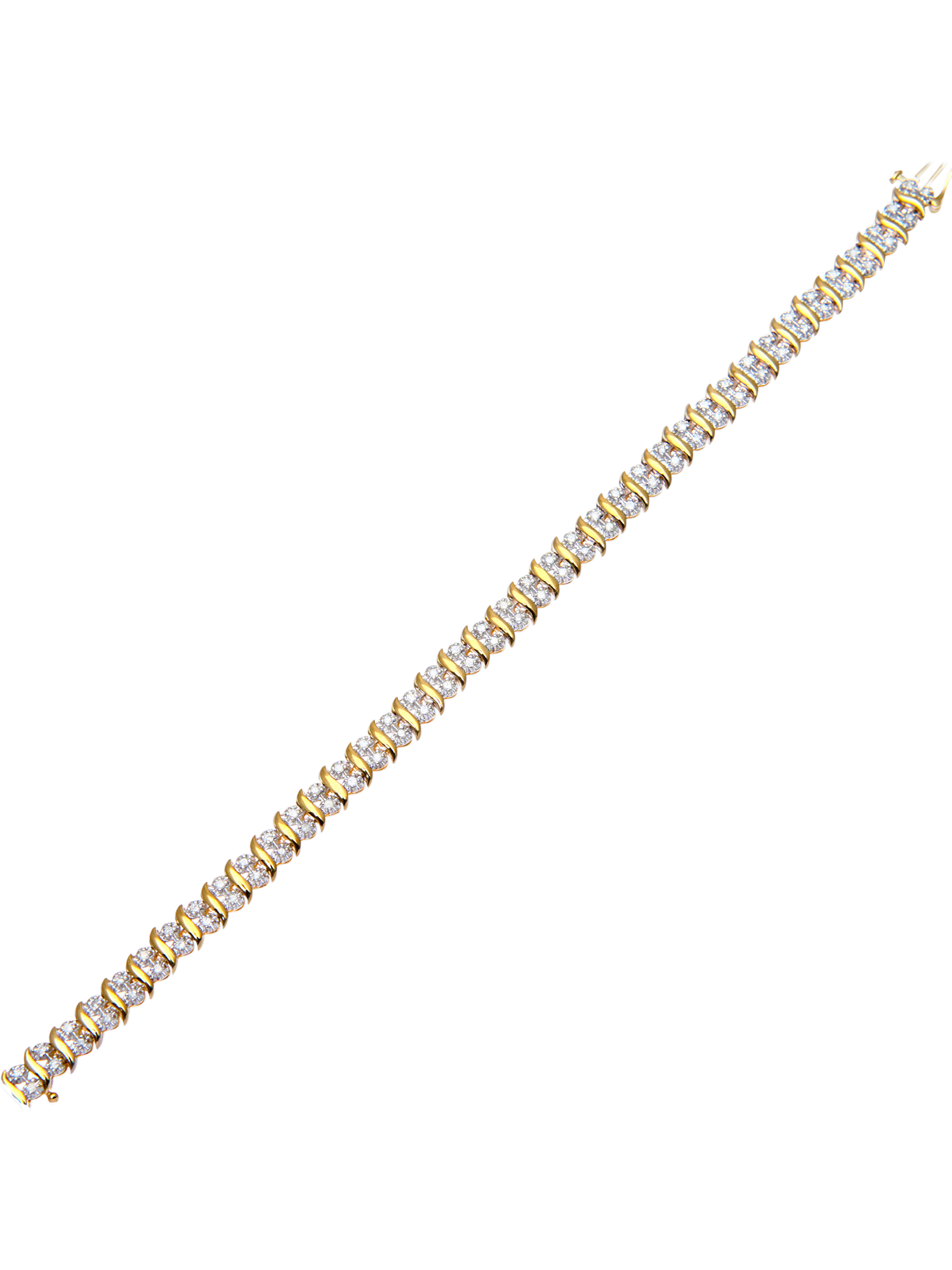 Product image 4 of 6, which shows Mogul 9ct Yellow Gold Double Row Tennis Bracelet, 1.0ct, Gold