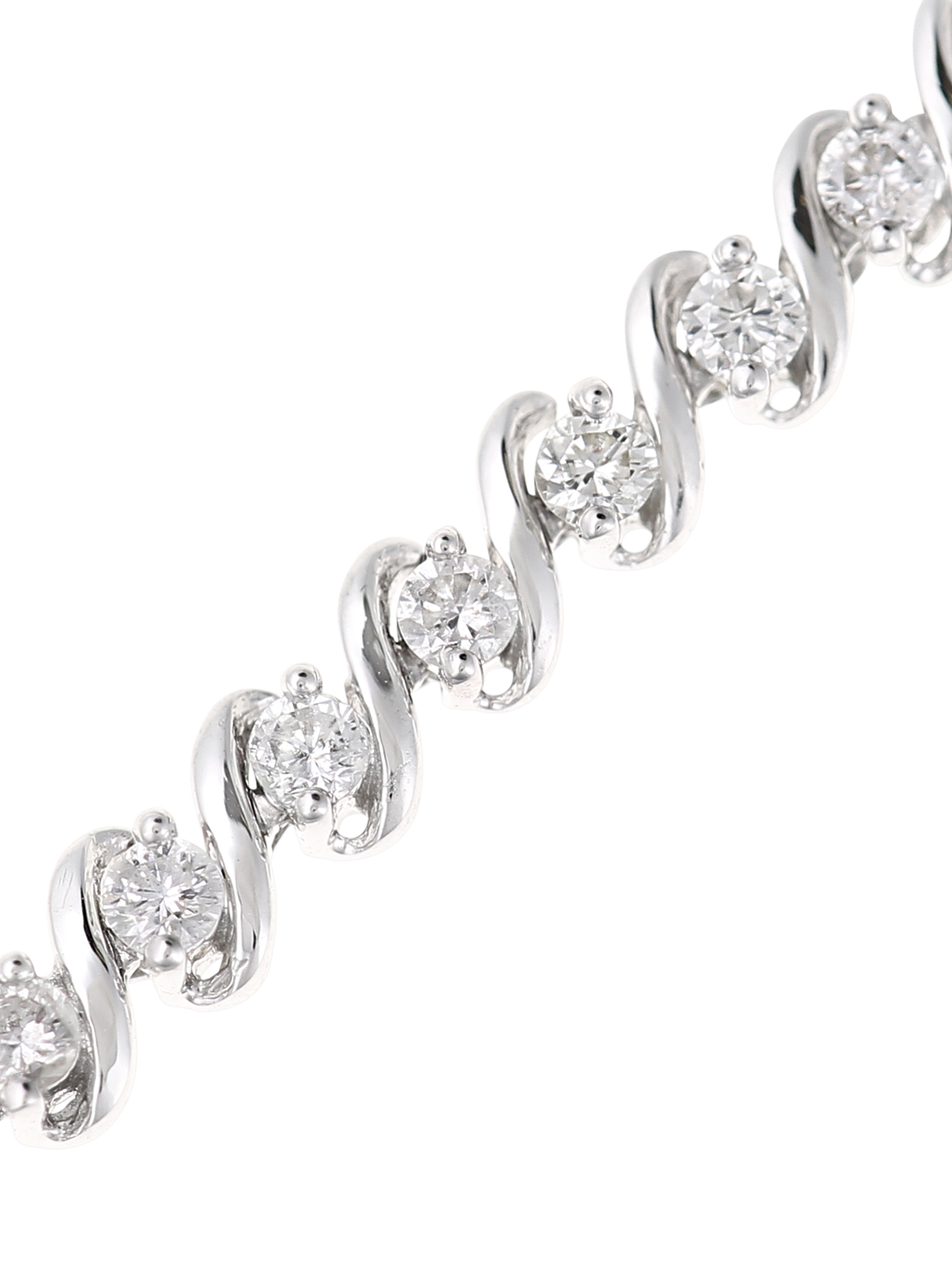 Product image 2 of 3, which shows Mogul 9ct White Gold Diamond Swirl Tennis Bracelet, 2.0ct, White