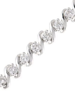 Mogul 9ct White Gold Diamond Swirl Tennis Bracelet, 2.0ct - view 2, White