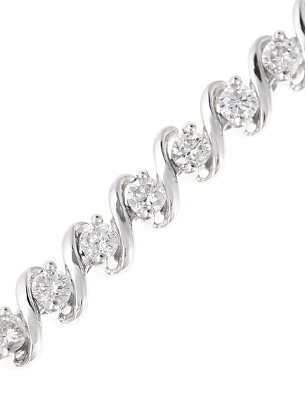 Mogul 9ct White Gold Diamond Swirl Tennis Bracelet, 2.0ct - view 2, White