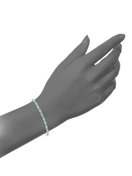 Mogul 9ct White Gold Diamond and Emerald Tennis Bracelet - view 2, White