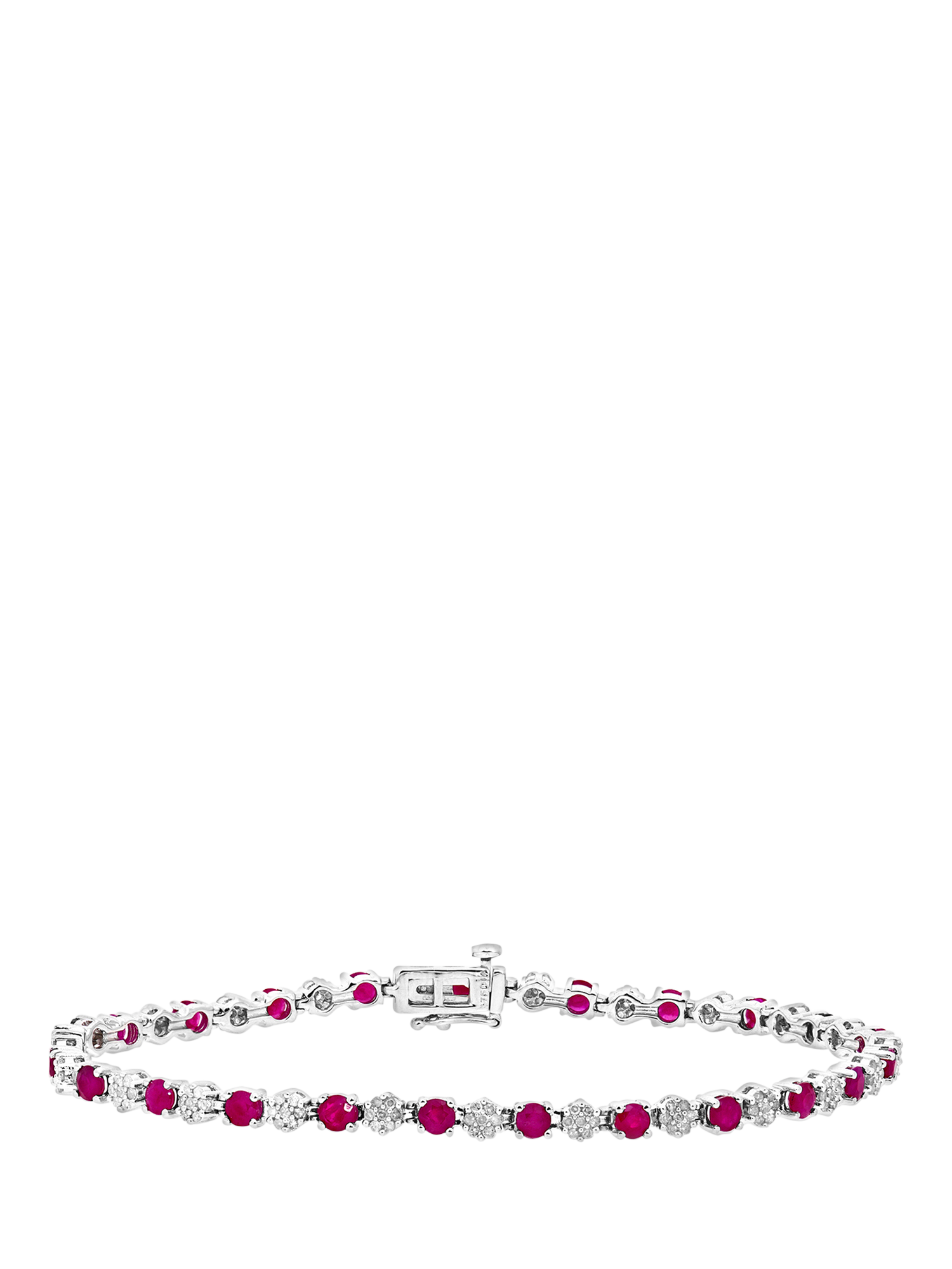 Product image 1 of 4, which shows Mogul 9ct White Gold Diamond and Ruby Tennis Bracelet, White