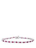 Mogul 9ct White Gold Diamond and Ruby Tennis Bracelet
