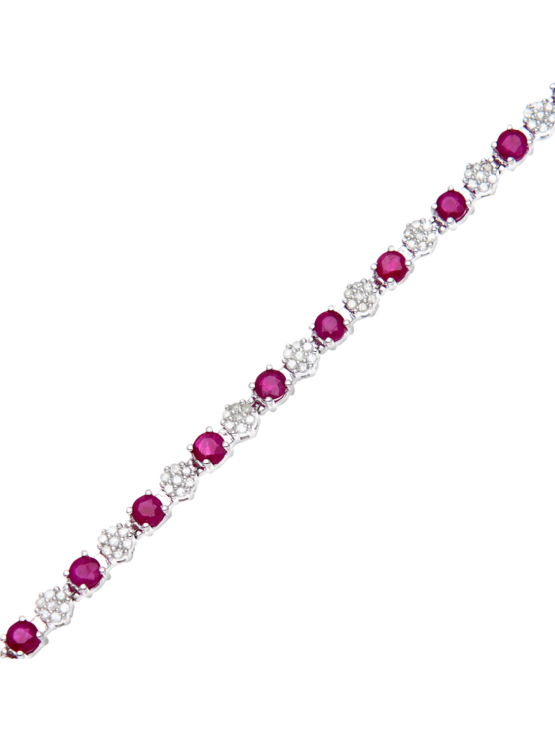 Product image 2 of 4, which shows Mogul 9ct White Gold Diamond and Ruby Tennis Bracelet, White