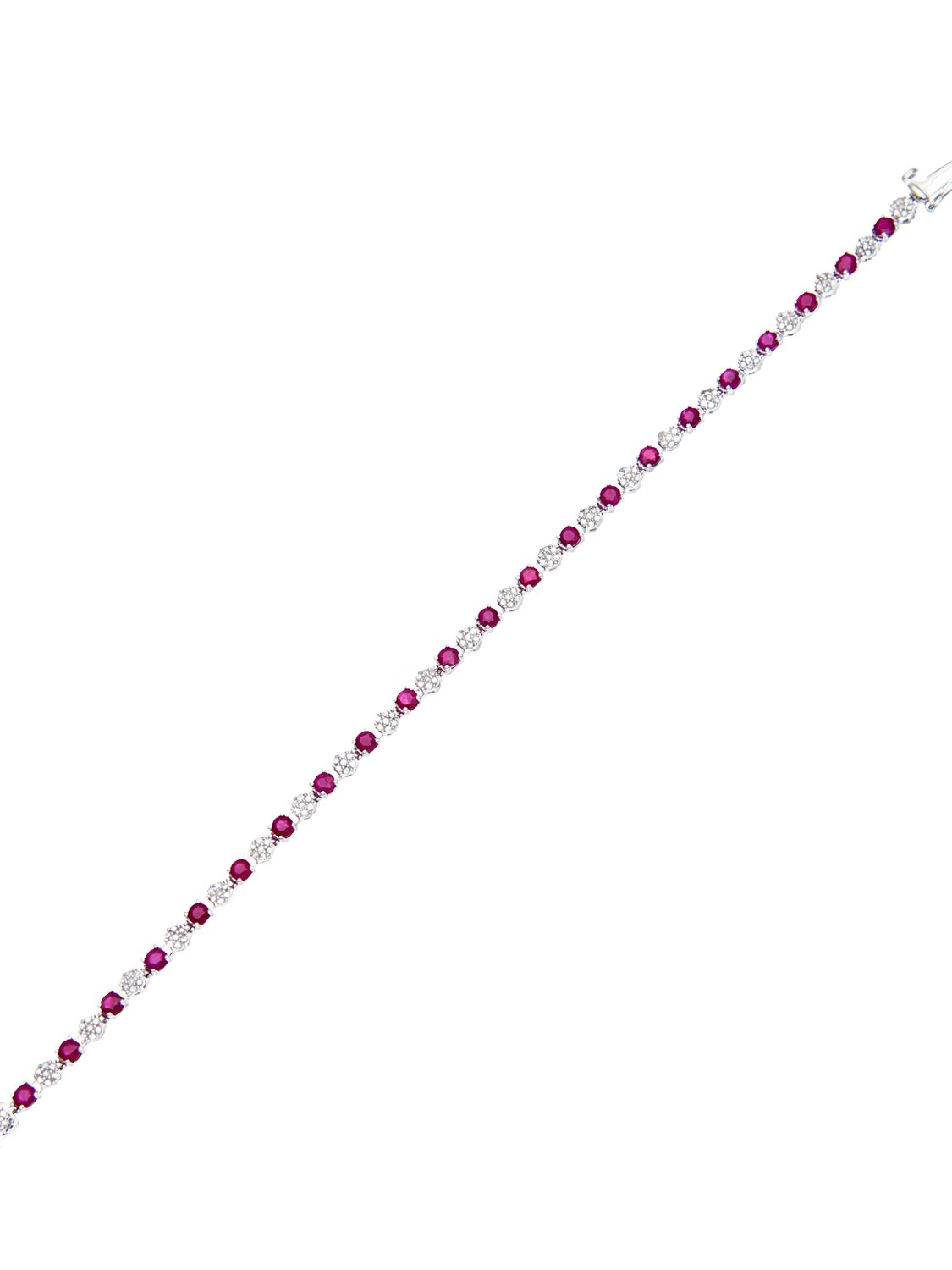 Product image 3 of 4, which shows Mogul 9ct White Gold Diamond and Ruby Tennis Bracelet, White