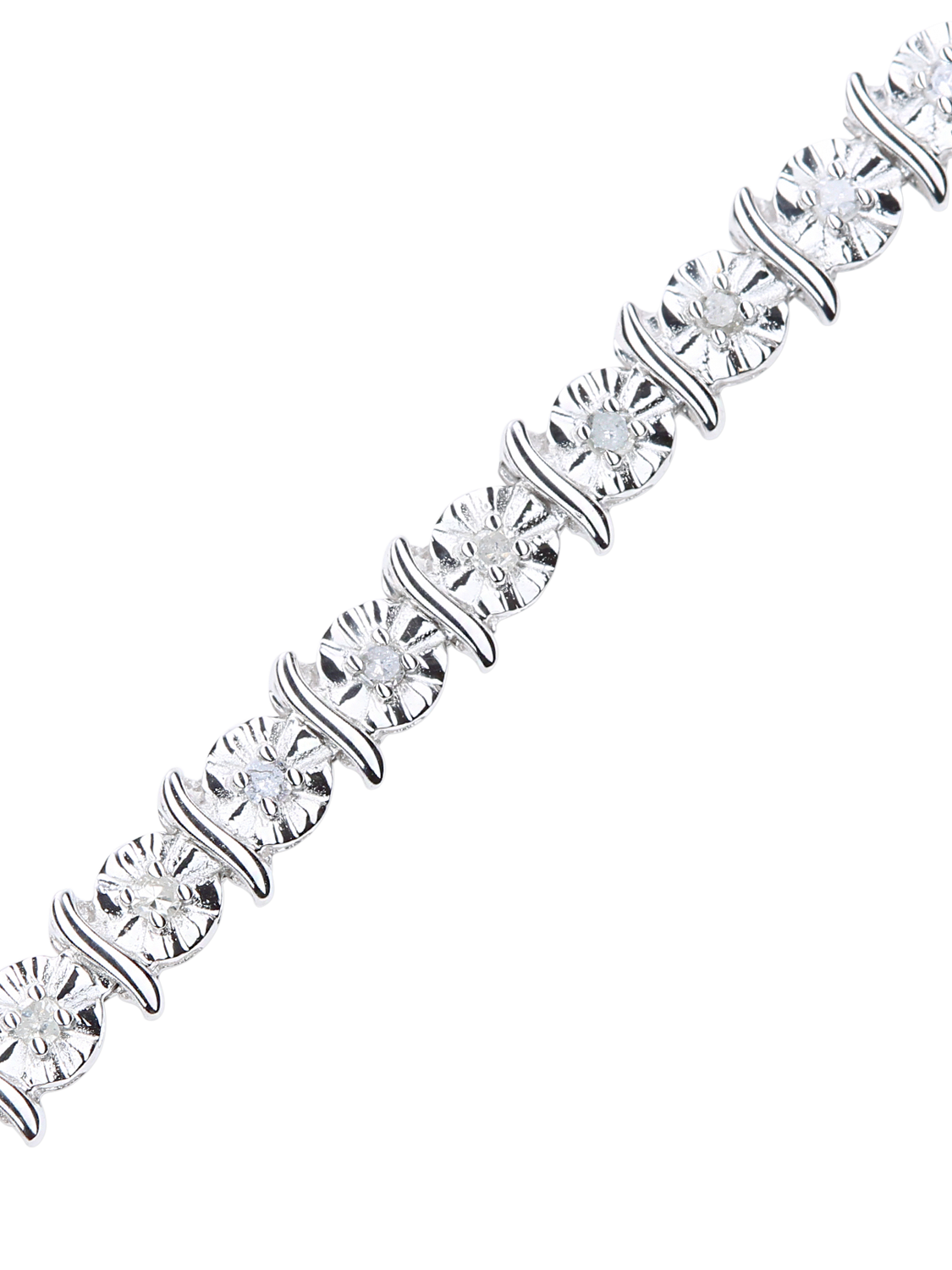 Product image 3 of 5, which shows Mogul 9ct White Gold Illusion Set Diamond Bracelet, White