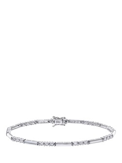 Mogul 9ct White Gold Trilogy Diamond Chain Bracelet, White
