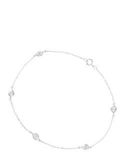 Mogul 9ct White Gold Diamond Teadrop Station Bracelet, White