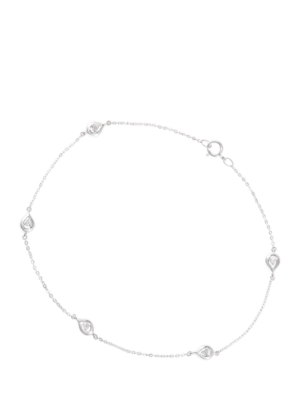 Mogul 9ct White Gold Diamond Teadrop Station Bracelet, White