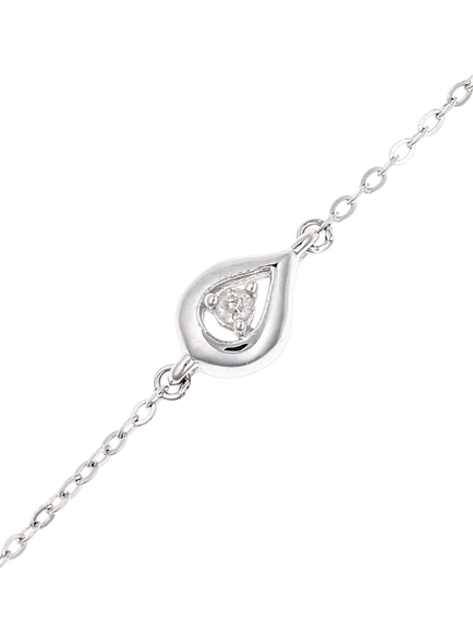 Mogul 9ct White Gold Diamond Teadrop Station Bracelet - view 2, White