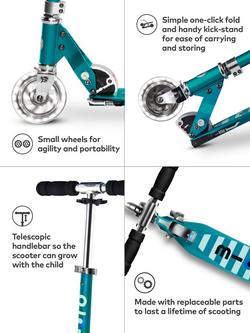 Micro Scooters Sprite Foldable LED Scooter - view 2, Aqua