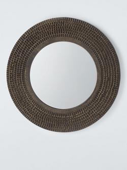 John Lewis Autumn Fusion Round Wall Mirror, 65cm, Antique Brass, Brass Antique