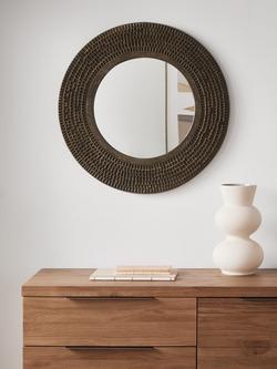 John Lewis Autumn Fusion Round Wall Mirror, 65cm, Antique Brass - view 2, Brass Antique