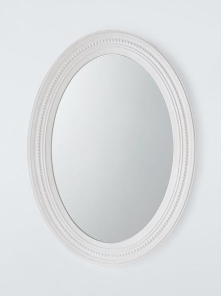 John Lewis Hand-Carved Coastal Oval Wall Mirror, 70 x 50cm, FSC-Certified (Mango Wood), White Wash, Whitewash