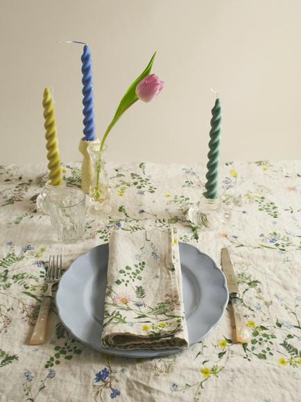 By Hope Posy Linen Tablecloth, 250 x 143cm, Multi - view 2, Multi