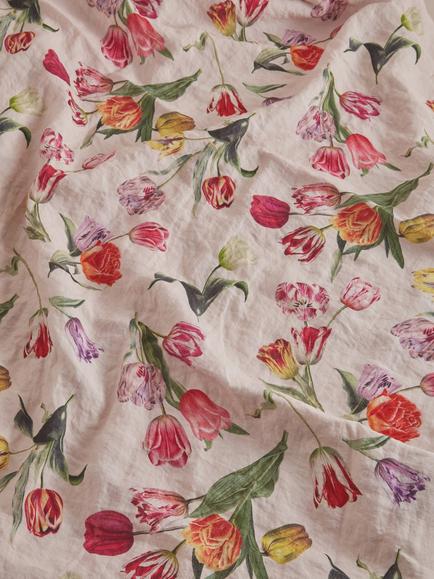 By Hope Tulips Linen Tablecloth, 250 x 143cm, Multi - view 2, Multi