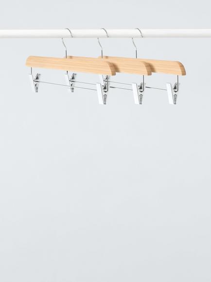 John Lewis Bamboo Clip Hanger, Set of 3, Natural