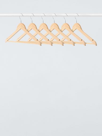 John Lewis Bamboo Jacket Hanger, Set of 6, Natural