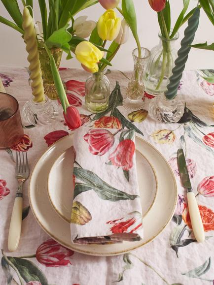By Hope Tulips Linen Napkin, Multi - view 2, Multi