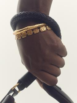 Reiss Millie Molten Square Chain Bracelet, Gold - view 2, Gold