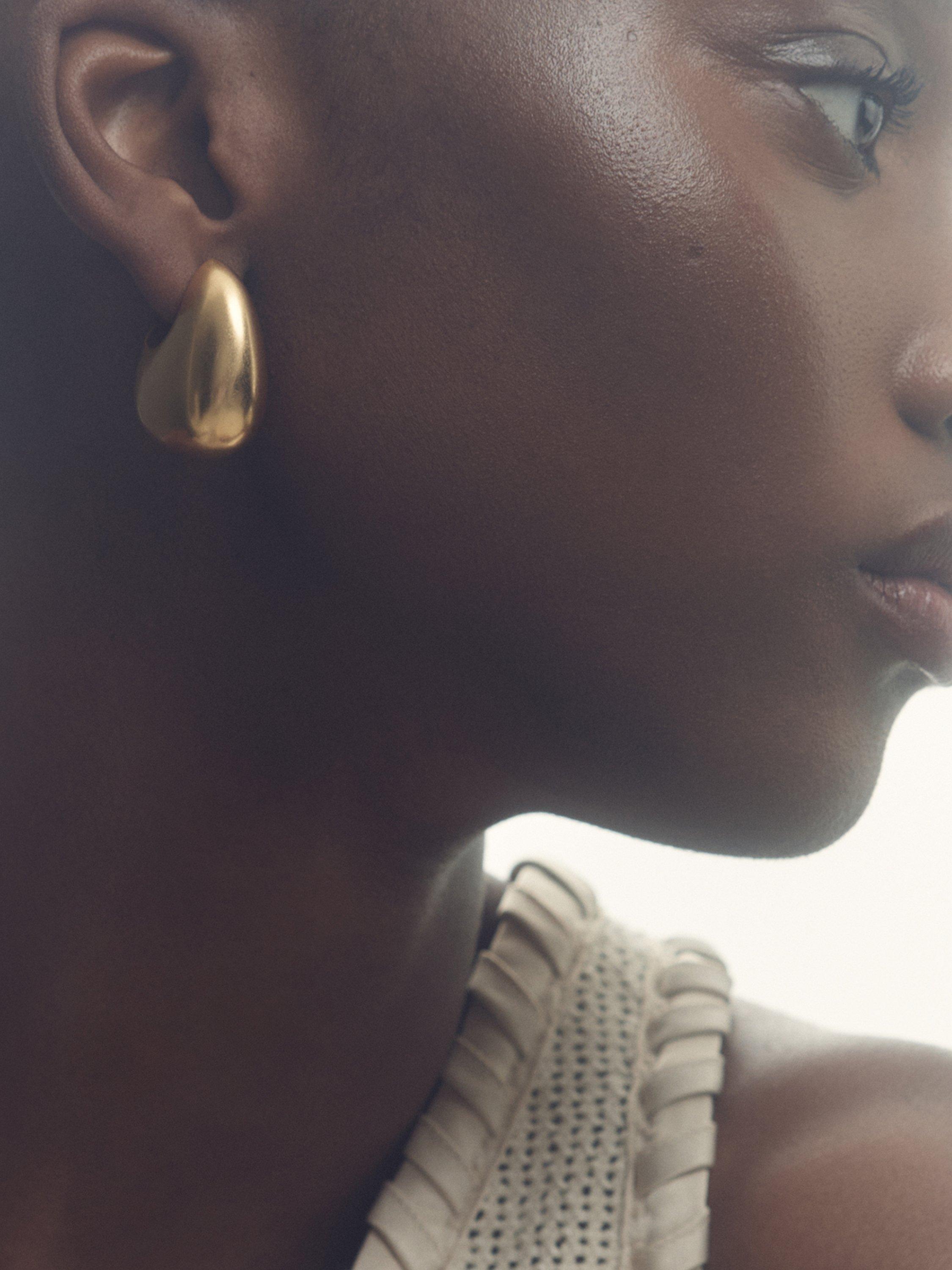 Product image 2 of 6, which shows Reiss Calla Curve Scoop Earrings, Gold Tone