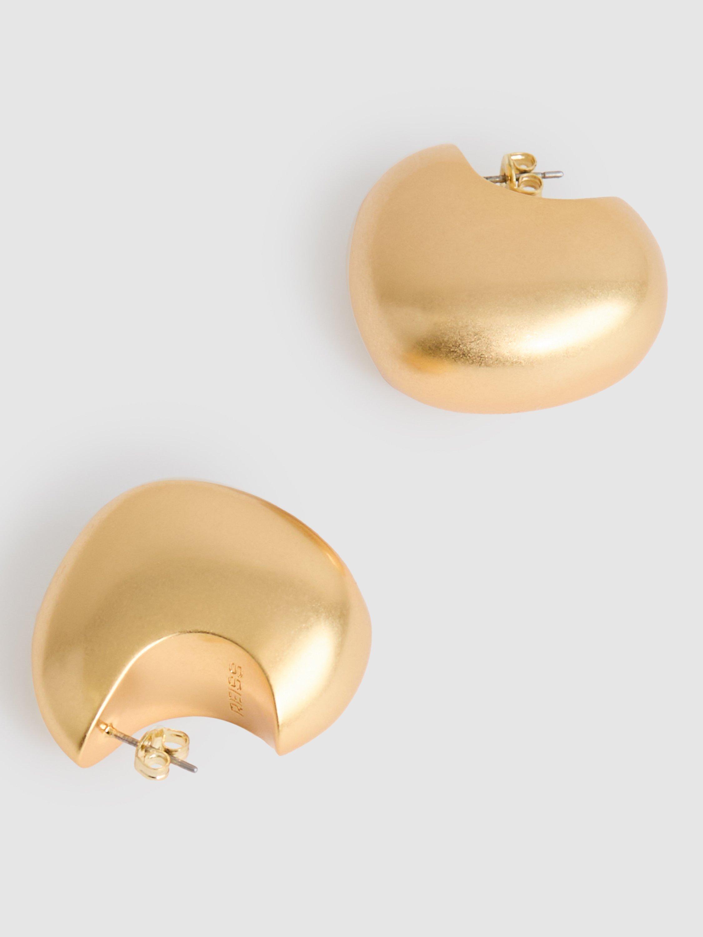 Product image 3 of 6, which shows Reiss Calla Curve Scoop Earrings, Gold Tone