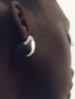 Reiss Calla Curve Scoop Earrings - view 2, Silver