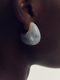 Reiss Carlotta Curve Marble Scoop Stud Earrings, Gold/Marble - view 2, Gold/Marble