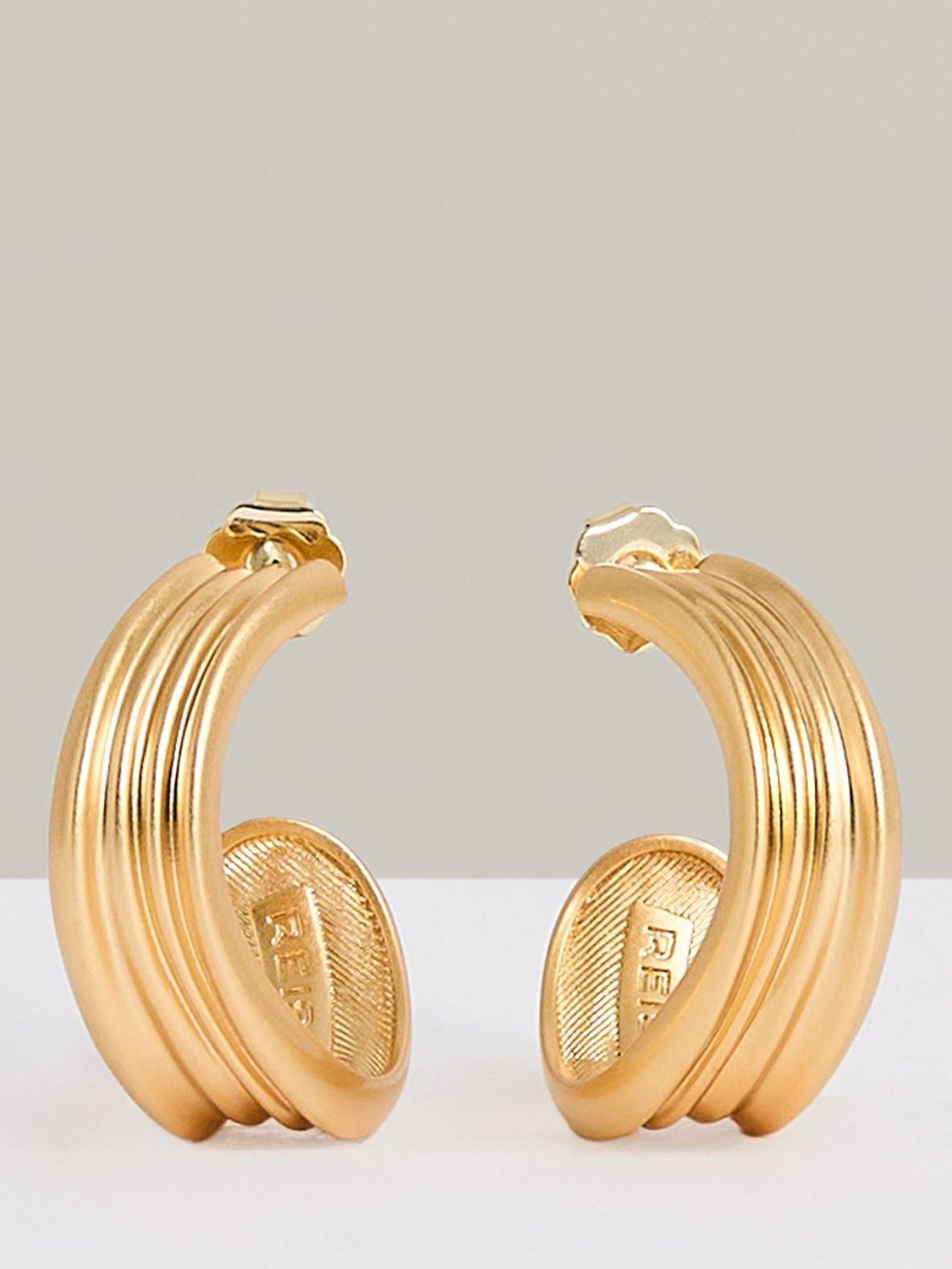 Product image 1 of 7, which shows Reiss Flavia Fluid Demi Hoop Earrings, Gold