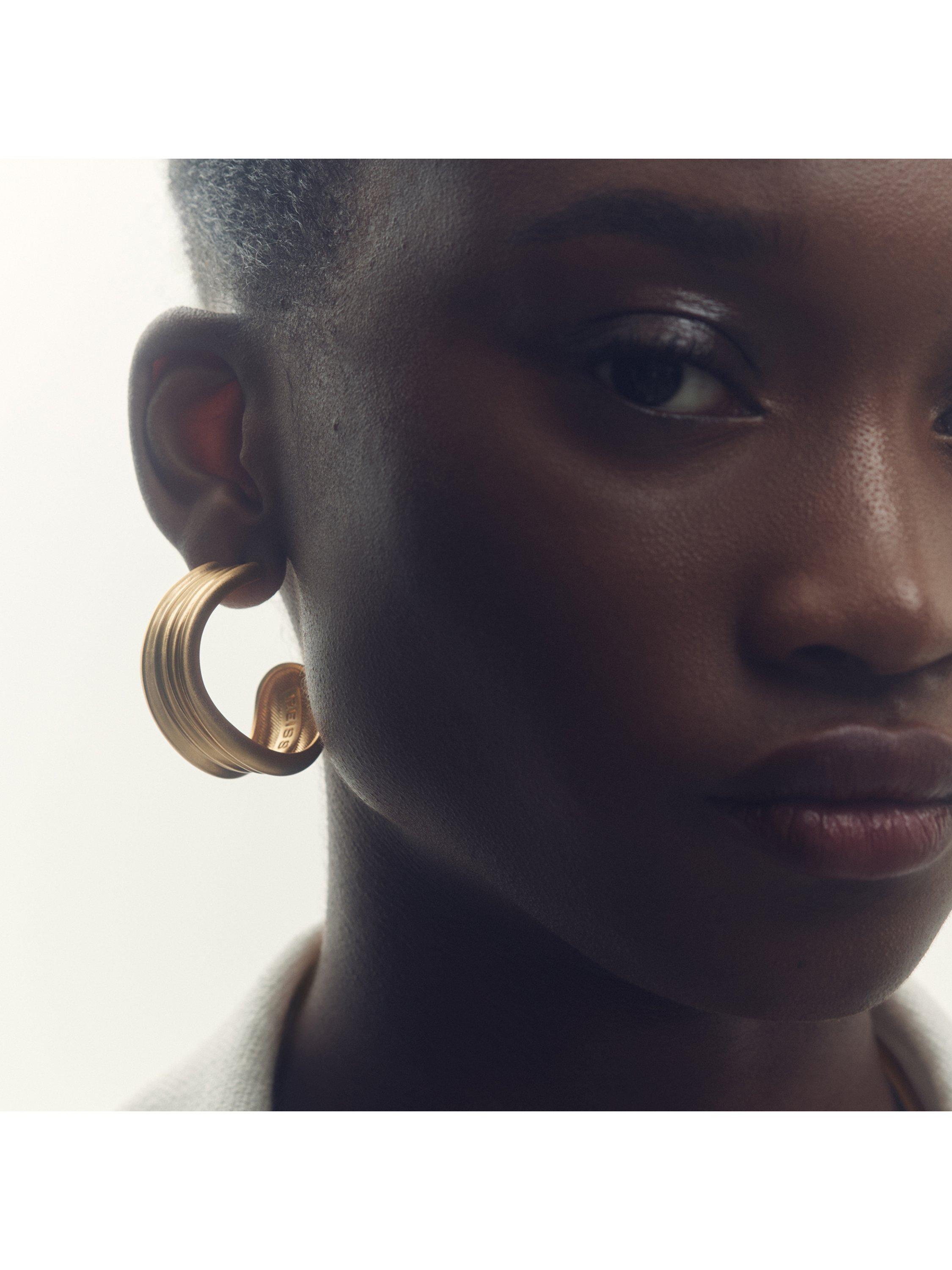 Product image 2 of 7, which shows Reiss Flavia Fluid Demi Hoop Earrings, Gold