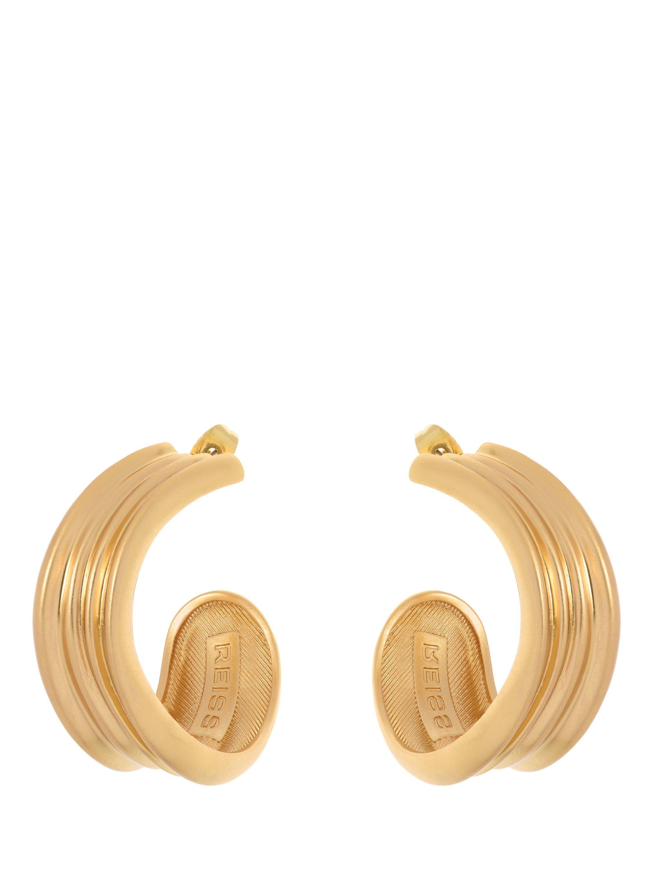 Product image 4 of 7, which shows Reiss Flavia Fluid Demi Hoop Earrings, Gold