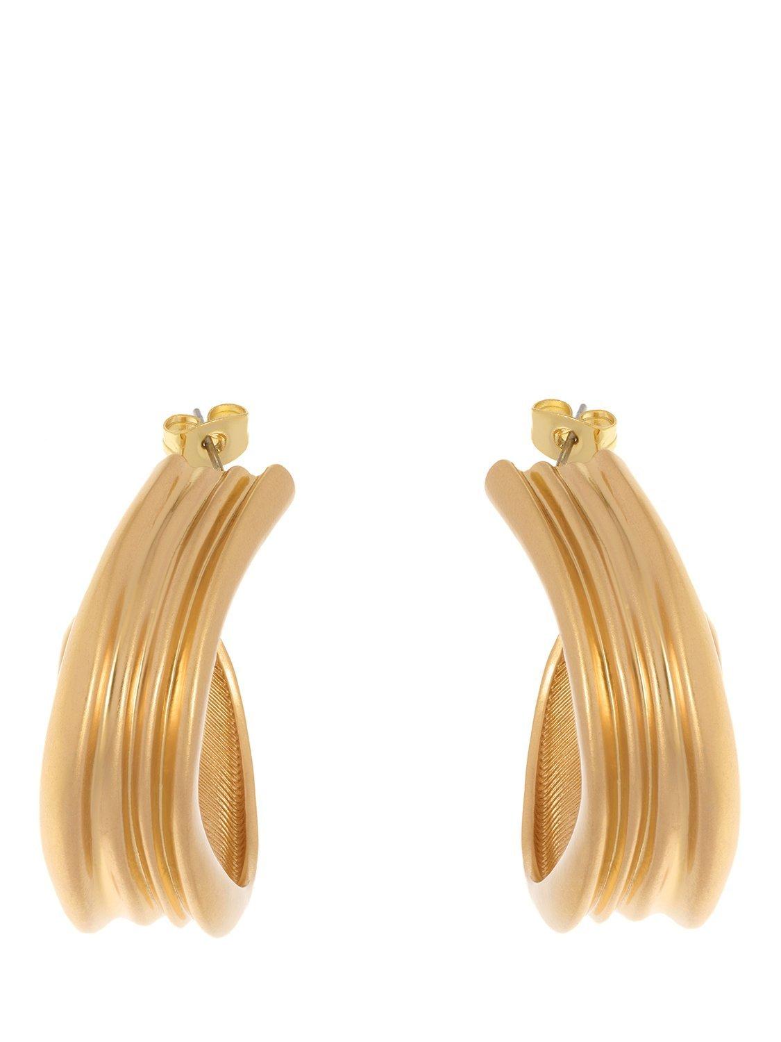 Product image 5 of 7, which shows Reiss Flavia Fluid Demi Hoop Earrings, Gold