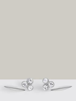 Reiss Mira Micro Crystal Cluster & Bar Earrings Set, Silver, Silver