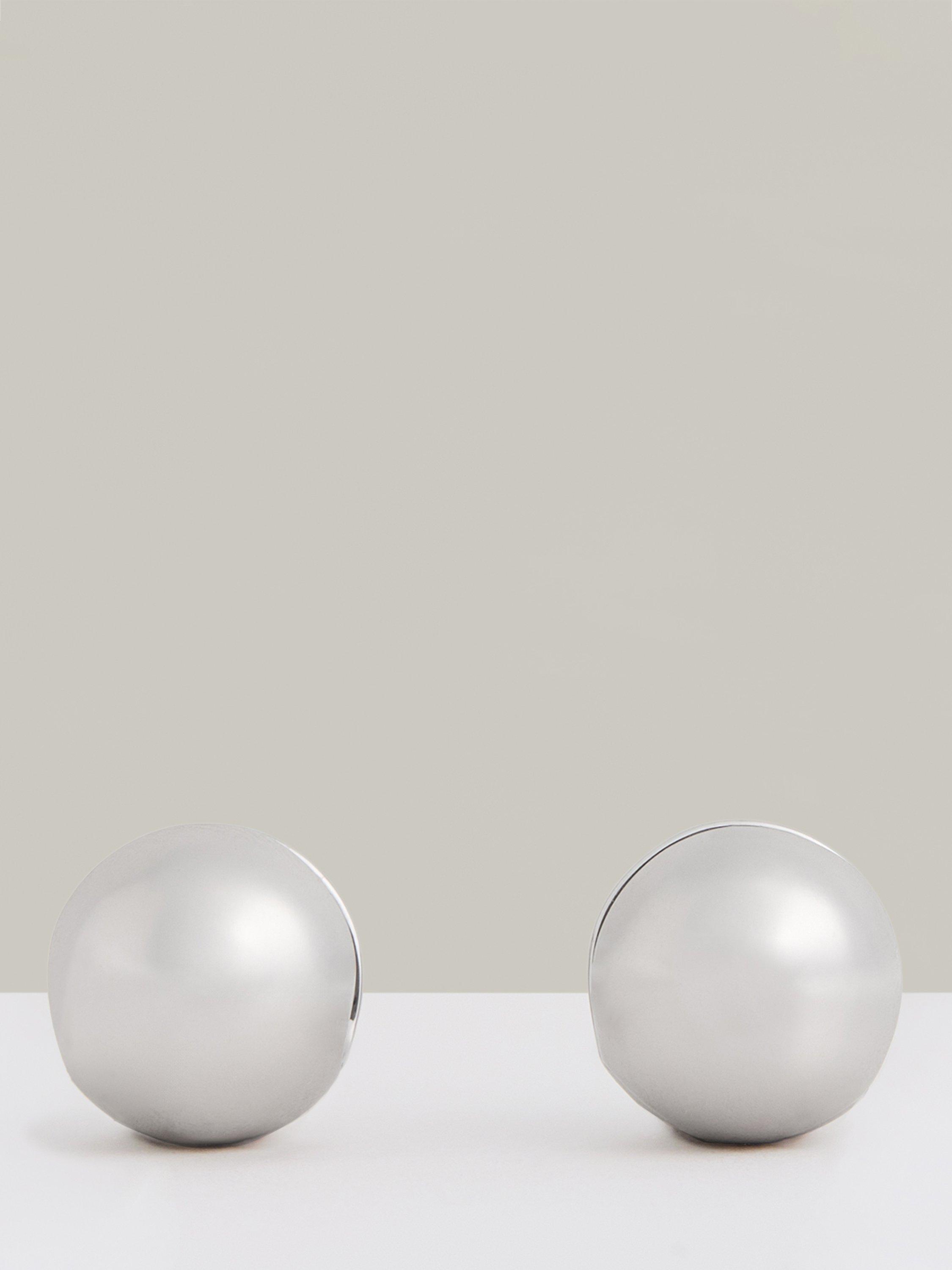 Product image 1 of 6, which shows Reiss Pollie Polished Ball Huggie Hoop Earrings, Silver