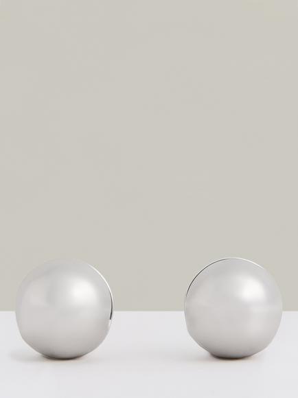 Reiss Pollie Polished Ball Huggie Hoop Earrings, Silver