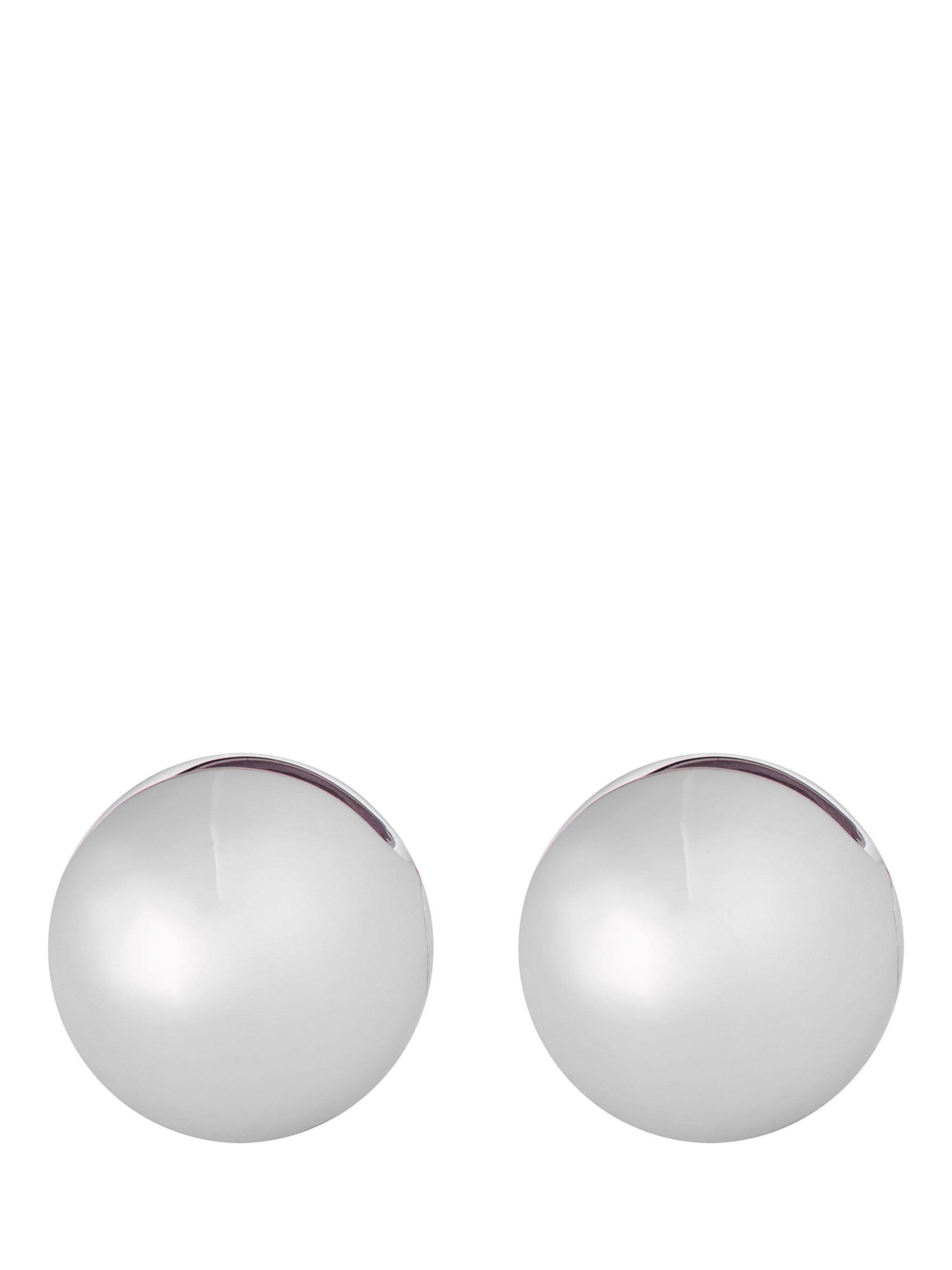 Product image 4 of 6, which shows Reiss Pollie Polished Ball Huggie Hoop Earrings, Silver