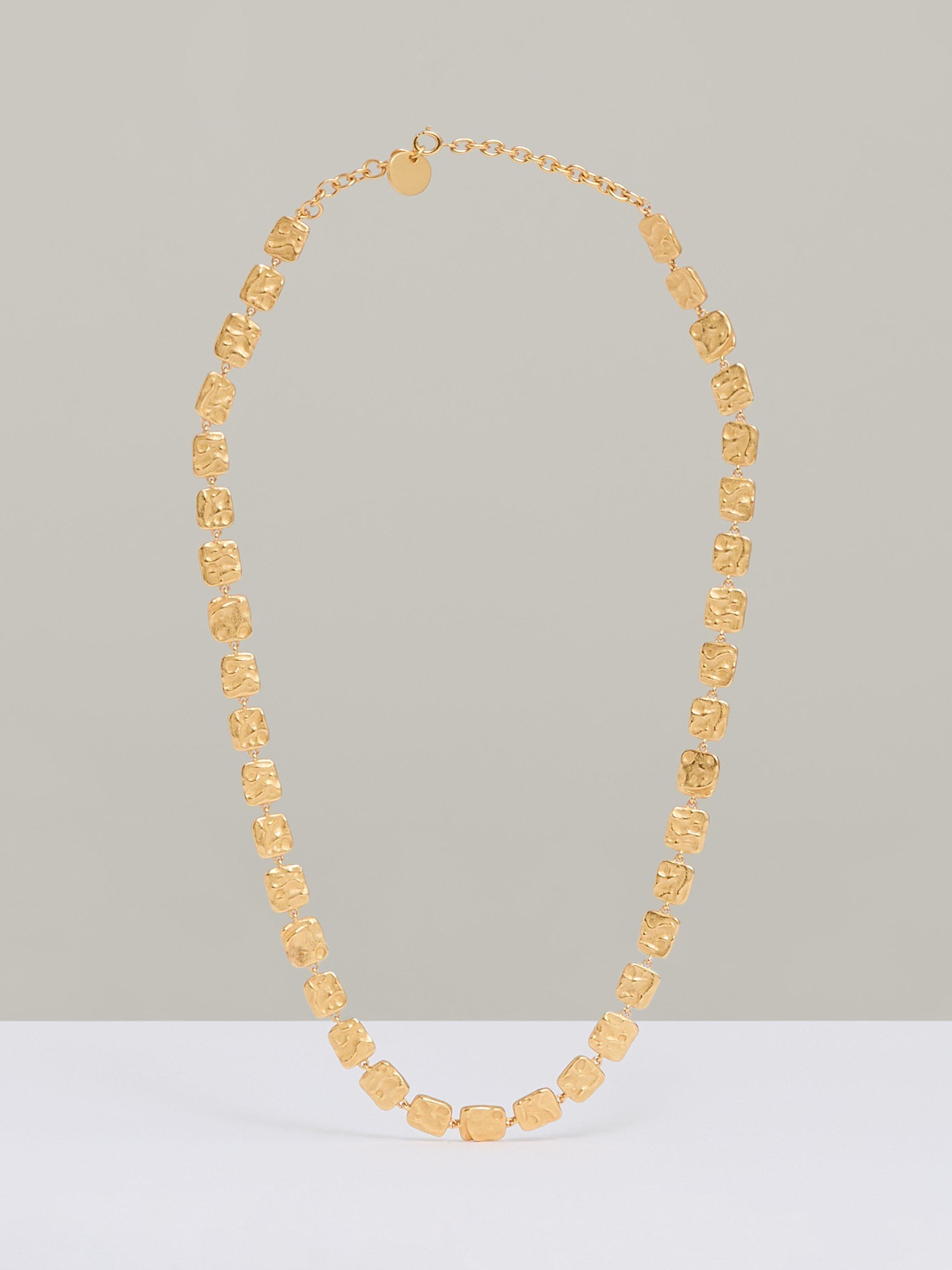 Product image 1 of 6, which shows Reiss Mila Molten Square Chain Necklace, Gold