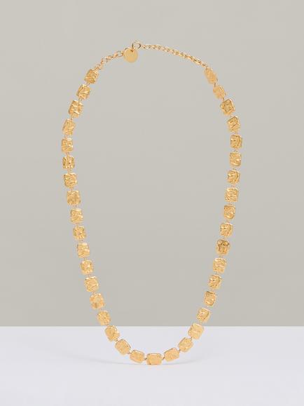 Reiss Mila Molten Square Chain Necklace, Gold, Gold